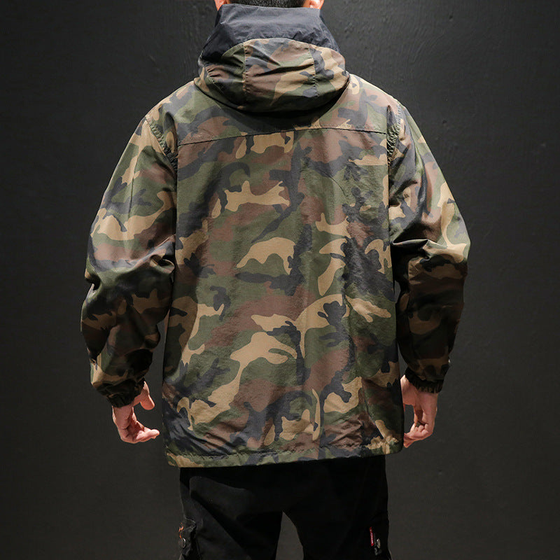 Explore the Great Outdoors in Style: The Oversized Reversible Camouflage Hooded Jacket