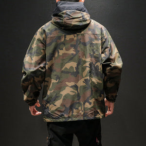 Explore the Great Outdoors in Style: The Oversized Reversible Camouflage Hooded Jacket
